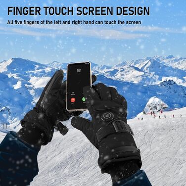 Електричні грілки для рук для чоловіків та жінок, 7.4V 5000mAh/6000mAh, акумуляторні, сенсорний екран, 3 режими 45/50/55°C, антиковзні, для катання на велосипеді, лижах, кемпінгу, чорні