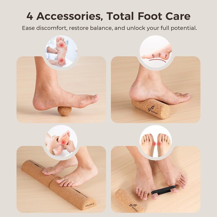 Набір балансувальних дощок Sportneer з натурального корку з сумкою – тренажер для ніг та балансу, для полегшення болю в ногах, тренування склепіння стопи, покращення балансу та стабільності, зміцнення гомілковостопного суглоба