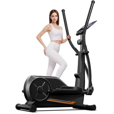 UMAY Еліптичний тренажер для дому ET30: 16 рівнів опору, тихий магнітний привід, довжина кроку 40 см, датчики пульсу, LCD-дисплей, вантажопідйомність 159 кг