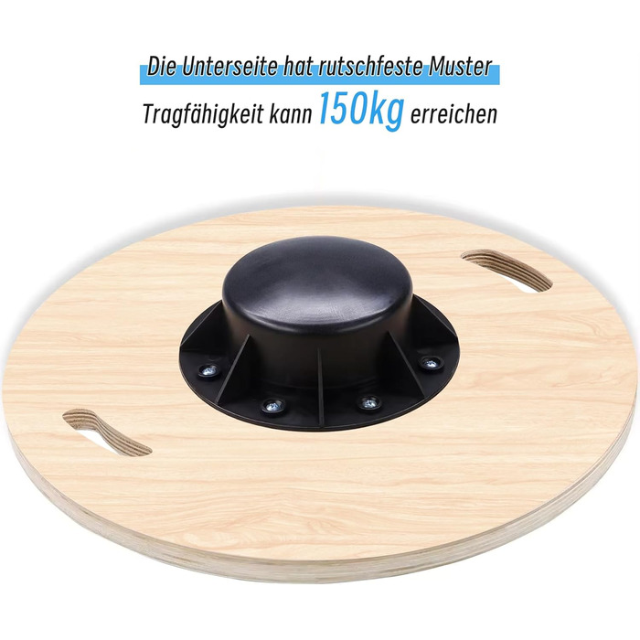 Дерев'яна баланс-дошка з неслизьким основанням, 40 см з ручками для вправ, для дорослих (чорна)