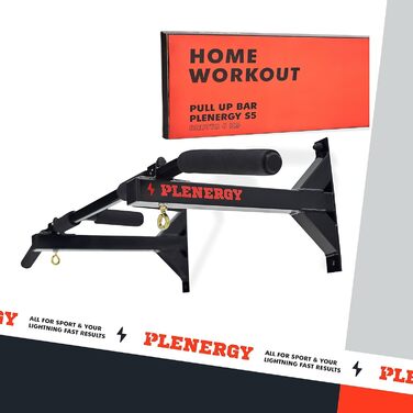 Турнік для стелі та стіни Plenergy S5 Black, 6 нековзких ручок, комплект для монтажу, міцний і безпечний