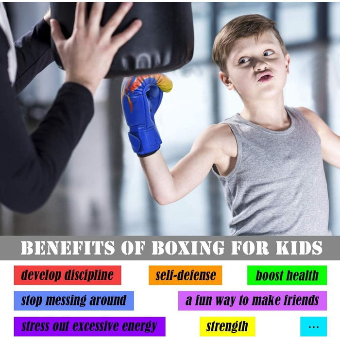 Боксерські рукавички для дітей Kinder Boxhandschuhe 6OZ/8OZ для MMA, муай-тай, кікбоксингу та тренувань на боксерській груші (8OZ, блакитні)