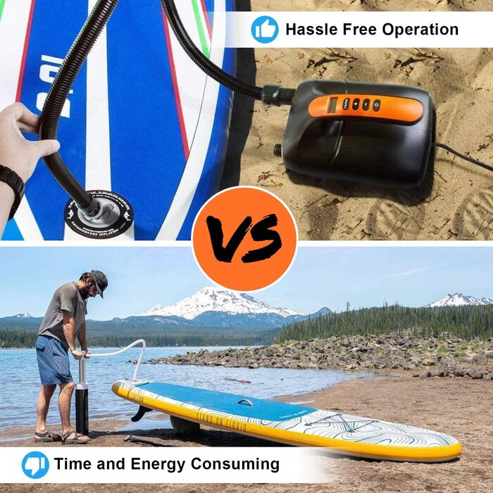 Електричний насос AGPtEK 20PSI для SUP-дощок, човнів та каяків з автовимкненням