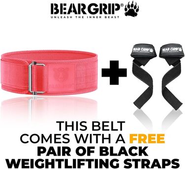 Пояс для важкої атлетики BEAR GRIP, самозамикальний, преміум, для кросфіту, пауерліфтингу та бодібілдингу, для чоловіків і жінок, розмір M, рожевий
