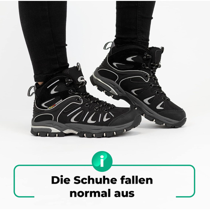 Черевики для трекінгу жіночі та чоловічі, теплі, з підкладкою, 36 EU, чорно-сірий