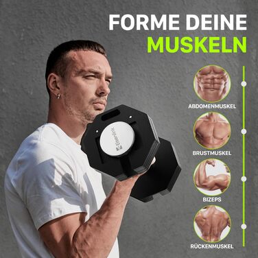 Гантель регульована восьмигранна Eisenlink 20-36 кг, сталева, з антиковзним грифом, для фітнесу вдома та в залі