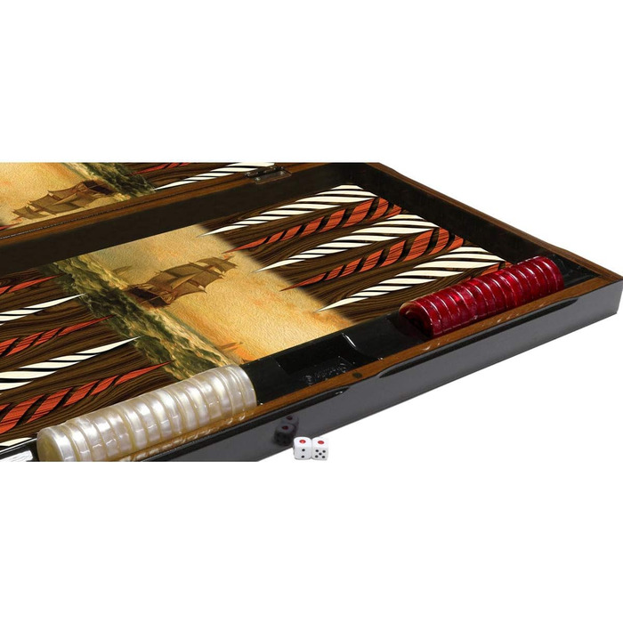 Дерев'яна настільна гра нарди PrimoLiving Deluxe XXL 57x48,8 см, складаний кейс, стиль Sailor
