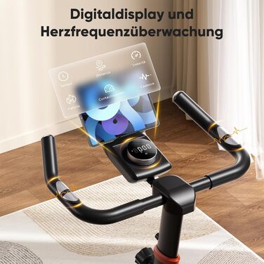 Велотренажер 2026 NEUE з регулюванням опору, LED-дисплеєм, дихаючим сидінням та датчиком пульсу. Spinning bike для дому, максимальне навантаження 150 кг