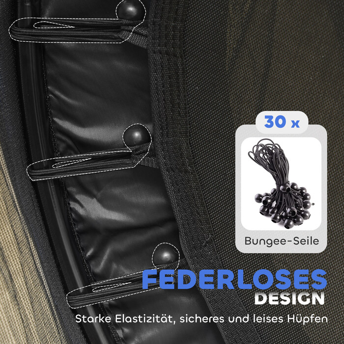 Стрибучий батут для дітей, діаметр 140 см, з сіткою безпеки, для використання в приміщенні та на вулиці, сталевий каркас, пластикове полотно, максимальне навантаження до 50 кг, чорний