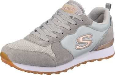 Кросівки Skechers OG 85-Goldn Gurl жіночі, світло-сірі (замша, нейлон, сітка) з рожево-золотистим декором, розмір 38 EU