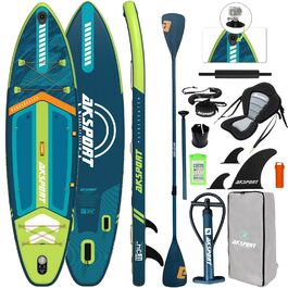 SUP дошка AKSPORT 11' надувна з повним комплектом аксесуарів, 34 дюйми, антиковзке покриття, для дорослих та підлітків (блакитно-зелена)
