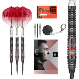 Дарти сталеві Nathan Aspinall 95K (22/24/26г) Wolfram 95% з польотами K-Flex та Swiss Storm Black SP