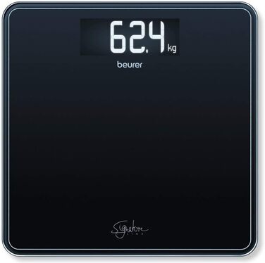 Ваги підлогові Beurer GS 400 Signature Line, скляні, чорні, дисплей XL, до 200 кг, 31x31 см
