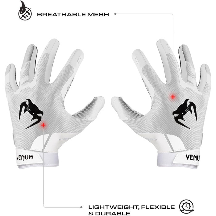 Рукавички футбольні Venum Elite (білі/чорні), розмір L - професійні, для дорослих
