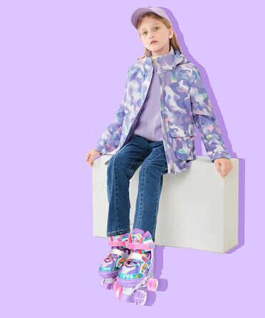 Дитячі ролики Kinder Einhorn для дівчаток, 3-6 років, з підсвічуванням, регульовані, для початківців, фіолетові