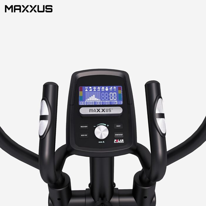 Еліптичний тренажер MAXXUS CX 3.0 - 26 кг, 12 програм, 16 рівнів навантаження, магнітна система гальмування, до 135 кг, LCD, Bluetooth, підставка для планшета, датчики пульсу