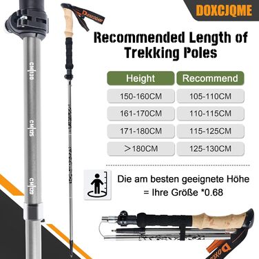 Телескопічні палиці для скандинавської ходьби та трекінгу (2 шт), складані, 110-130 см, алюміній, сріблясті