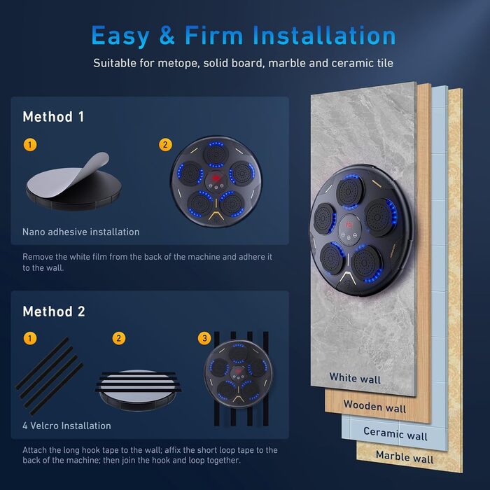 LED боксерський тренажер Wildfun з рукавичками, настінне кріплення, Bluetooth, 9 режимів швидкості, підрахунок ударів, для дорослих та дітей, спорт та зняття стресу