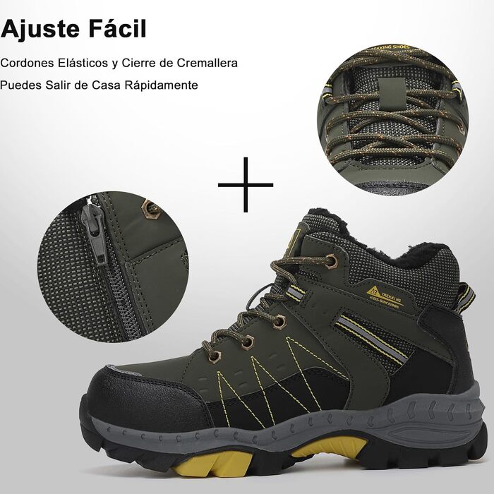 Зимові чоботи ASTERO для хлопчиків 31-38, снігоступи, дитячі черевики для походів з металевими шипами, утеплені, нековзні (A Grün, 31 EU)