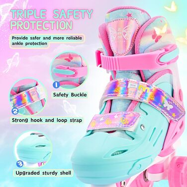 Роликові ковзани 2PM SPORTS для дітей: регульовані, рожево-блакитні, для новачків (28-31 EU)