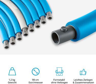Обруч хулахуп Fitleap для фітнесу та масажу, розбірний (8 секцій), синій - для дорослих та дітей