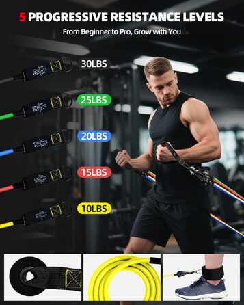 Набір еластичних стрічок Abahub для фітнесу: повне обладнання для тренувань вдома (100LB)