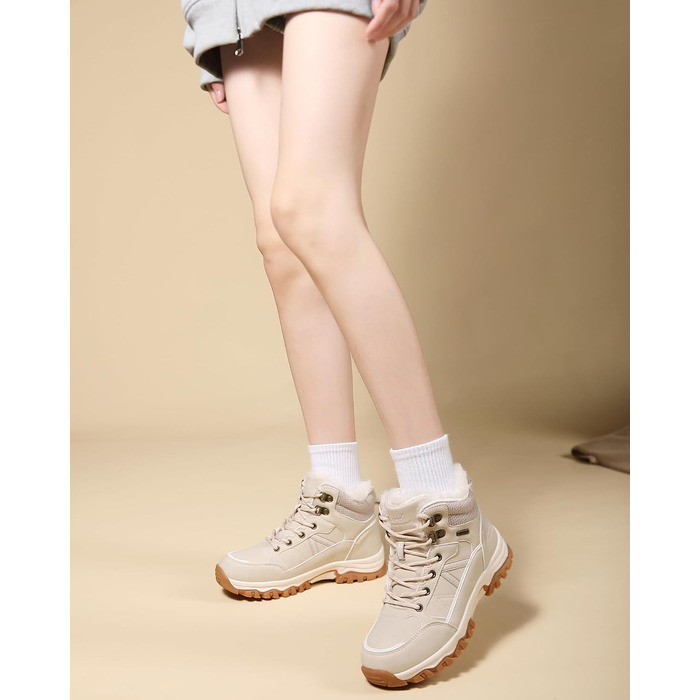 Зимові черевики для жінок, зимові чоботи, теплі трекінгові черевики, снігоступи, світло-бежевий колір, розмір 36-41, EU 38