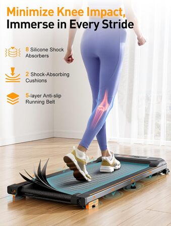 Walking Pad - біговий килимок для дому з нахилом, 2.5 PS, тихий двигун, компактний, 1-6 км/год, LCD, Bluetooth, пульт, керування через додаток, для дому та офісу