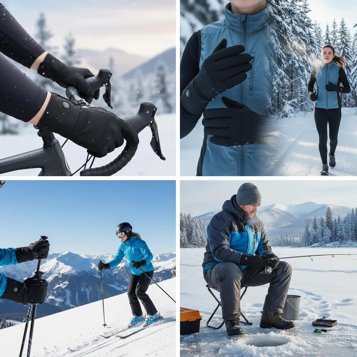 Обогревні рукавички-вкладиші для чоловіків та жінок, акумулятор 7.4V, 3 режими нагріву (40-65°C), сенсорний екран, для зимових видів спорту та роботи на відкритому повітрі, M-L