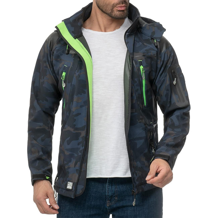 Чоловіча куртка Geographica Norway Softshell, функціональна, для активного відпочинку та туризму, дихаюча, колір: темно-синій/камуфляжний, артикул: 03