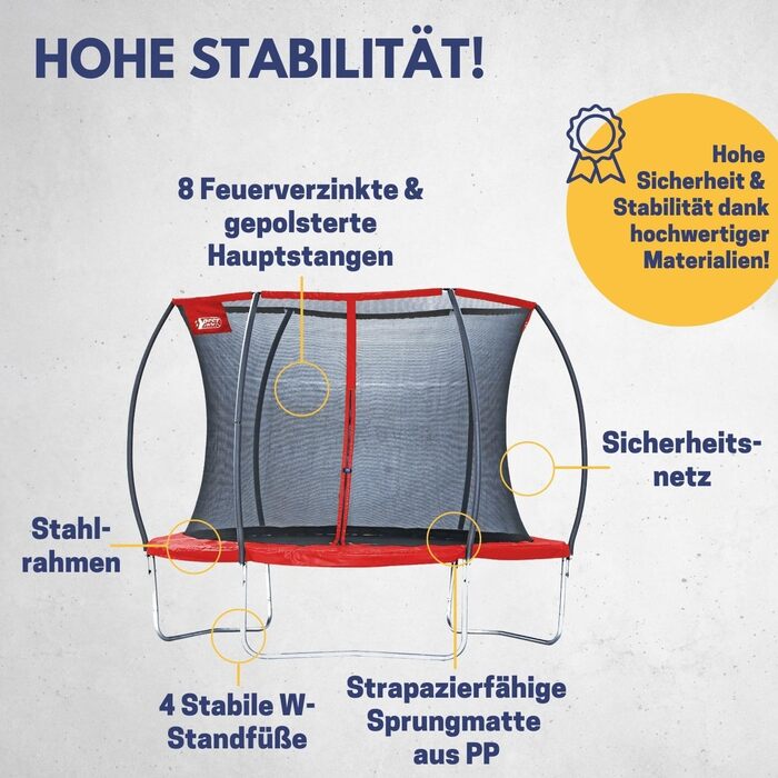 Батут для стрибоків Superstar 2.0: великий, з сіткою безпеки, Ø 305 см, для дітей та активного відпочинку