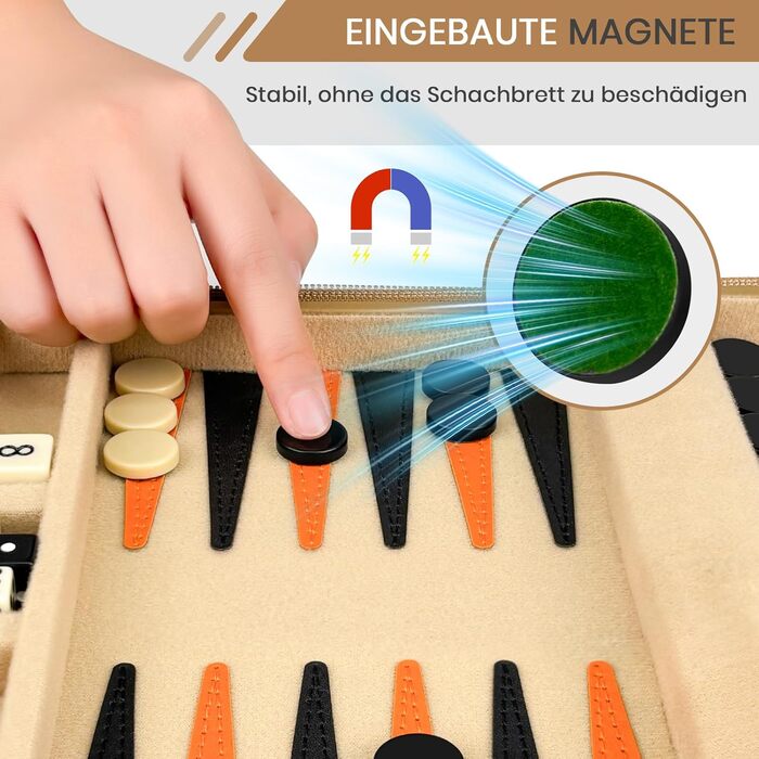 Набір для гри в нарди Lohofrnny для подорожей, портативний, класичний, магнітний, для дорослих та дітей (бежевий)