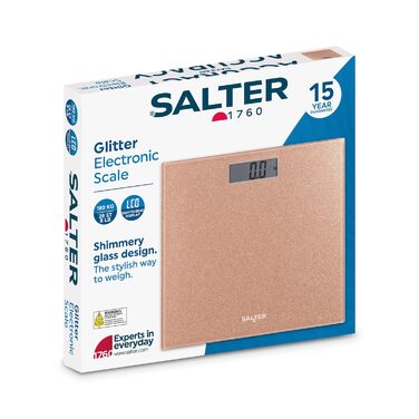 Електронна вага Salter 9037 RGGL3R для ванної, гартоване скло, до 180 кг, рожеве золото з блиском