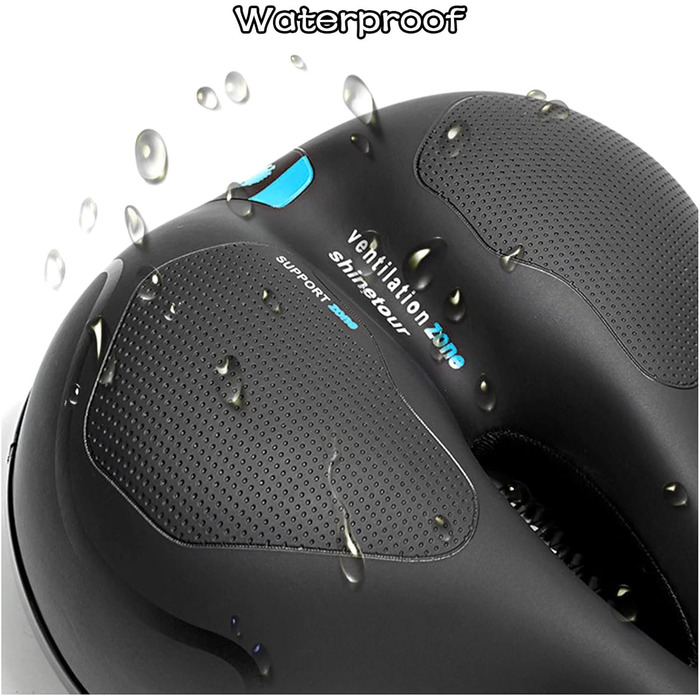 Велосипедне сідло для чоловіків та жінок, гелеве, з подвійною амортизацією, ергономічне, комфортне, для міських велосипедів та гірських велосипедів, блакитне, з інструментами для швидкої установки