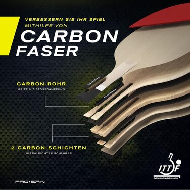 PRO SPIN стіл тенісний ракетка - карбонова професійна ракетка, преміум-якість, прецизійний контроль, гума Spin, товщина гуми 2.0 мм, захисний чохол, висока продуктивність, стильний дизайн, 1 шт (червоний)