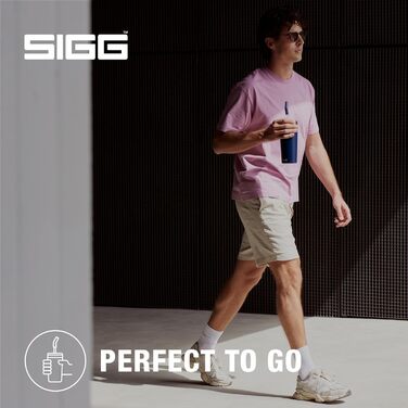 Термочашка SIGG Travel Mug Helia з багаторазовою скляною трубочкою та щіточкою для чищення, герметична, BPA-free, нержавіюча сталь 18/8, 0,6 л, Night Ink