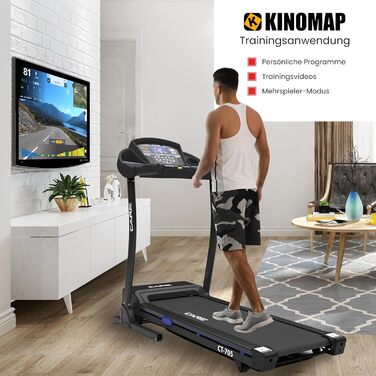 Бігова доріжка Care Fitness CT-705, електрична, складна, моторизований нахил 15 рівнів, 18 програм, сумісність з Kinomap