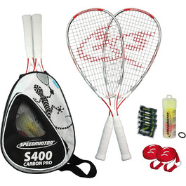 Бадмінтонний набір Speedminton сріблясто-червоний-чорний, ракетки та воланчики