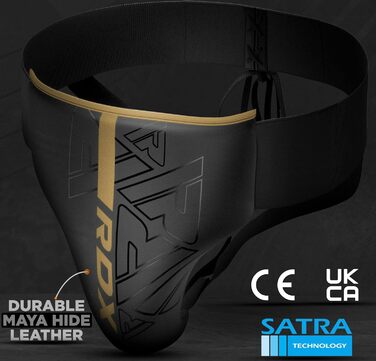 Чоловічий паховий захист RDX KARA, шкіра Maya Hide, для боксу, кікбоксингу, MMA, Муай Тай, карате, гандболу, золотий, розмір L