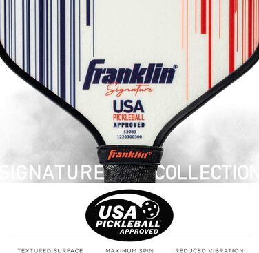 Професійна ракетка для піклболу Franklin Sports Signature Series з MaxGrit, 13/16 мм поліпропіленовий сердечник, для турнірів, сертифікована USAPA