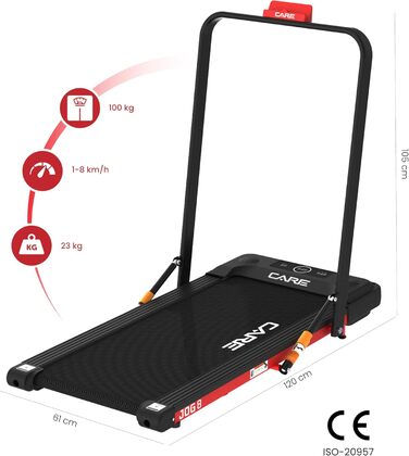 Біговий тренажер CARE FITNESS Jog 8: швидкість до 8 км/год, 4 функції, пульт ДК, комфорт та тихий мотор