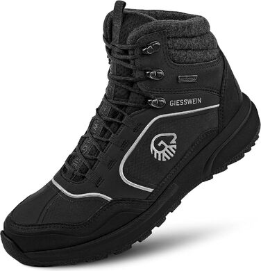 Чоловічі водонепроникні трекінгові черевики Giesswein Wool Cross X Alpine - зручні та теплі, з 100% мериносової вовни, для хайкінгу та походів, чорний колір, 45 EU