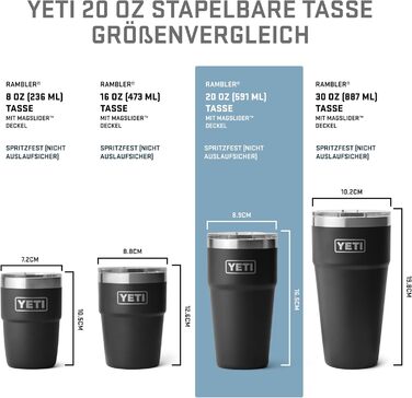 Термокружка YETI Rambler 20 oz (591 ml) з кришкою MagSlider, нержавіюча сталь, вакуумна ізоляція