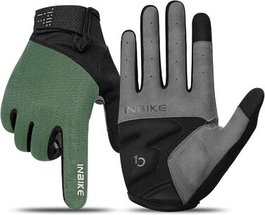 Велосипедні рукавички INBIKE для чоловіків, зелені, L - 2 пальці, сенсорний екран, зносостійкі, дихаючі
