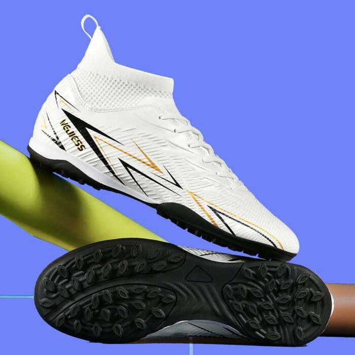 Черевики для футболу чоловічі та дитячі з високим верхом, бутси для занять футболом, залу, тренувань (білий, 41 EU)