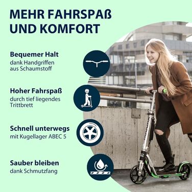 Самокат HUDORA BigWheel 205 алюмінієвий, міський, складаний, для дітей і дорослих до 100 кг, з підніжкою