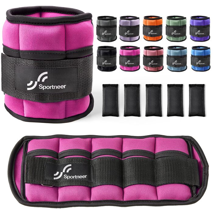Шкарпетки-ваги для ніг Sportneer (1 пара, 0.9-4.5 кг) для фітнесу, тренувань, ходьби та джогу. Рожеві.