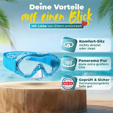 Набір для снорклінгу KIDVERSE для дітей 5-16 років: маска та трубка для плавання - блакитний колір