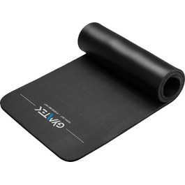Фітнес-мат для йоги Gymtek 180x61 см, NBR 1,5 см, чорний, з ременями для перенесення, для пілатесу, аеробіки та гімнастики