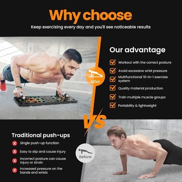 Дошка для віджимань 24 в 1, багатофункціональна, складна, портативна, для фітнесу, тренувань, розвитку м'язів, для чоловіків та жінок